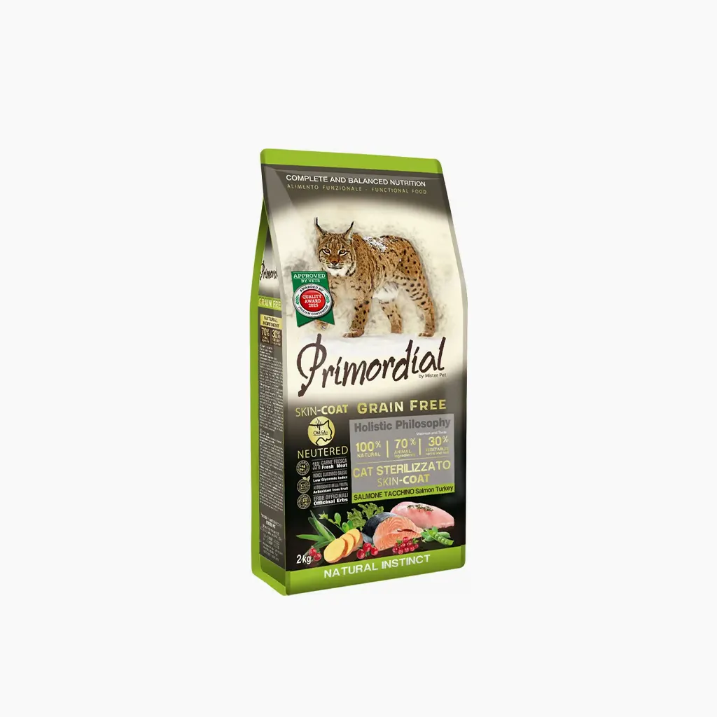 PRIMORDIAL Pienso salmón skin y coat para gato esterilizado